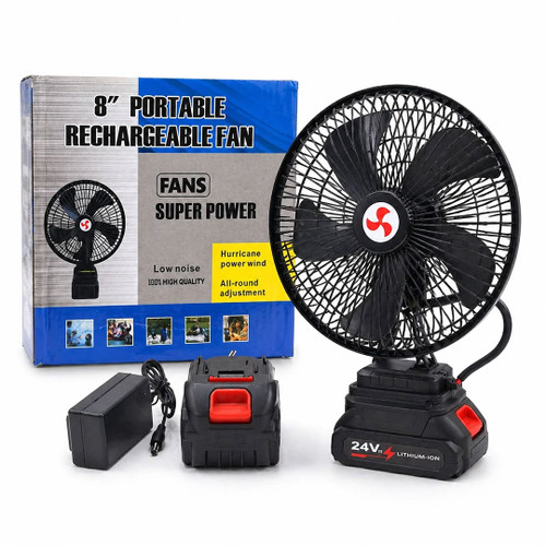 پنکه شارژی 24 ولت گردان دو باطری مدل FAN LITHIUM 3PIN